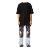 Unisex T-shirt met losse pasvorm, korte mouwen en geborduurd smileypatroon, zwart S616341X20-1100