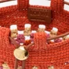Vak met trekkoord van klassiek kalfsleer en raffia Vak met trekkoord van klassiek kalfsleer en raffia