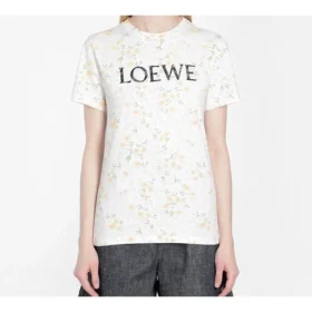 Version Flower katoenen T-shirt met korte mouwen, wit S540333Xar-2108