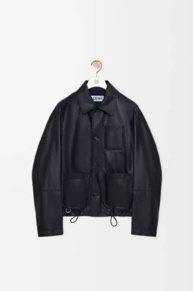 Werkjas van nappa-lamsleer en nylon