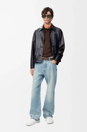 Werkjas van nappa-lamsleer en nylon