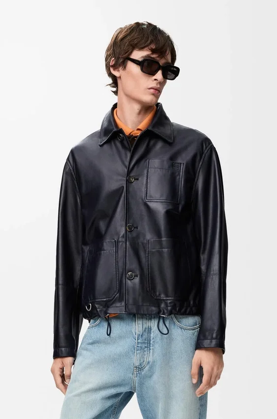 Werkjas van nappa-lamsleer en nylon Werkjas van nappa-lamsleer en nylon