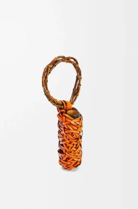 Woven nest vaas van kalfsleer en bamboe