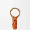 Woven nest vaas van kalfsleer en bamboe