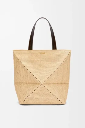 XL Puzzle Fold Tote bag in raffia