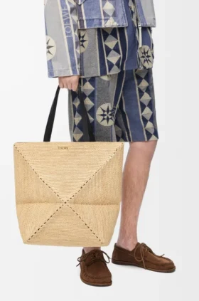 XL Puzzle Fold Tote bag in raffia