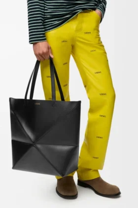 XL Puzzle Fold Tote bag van glanzend kalfsleer
