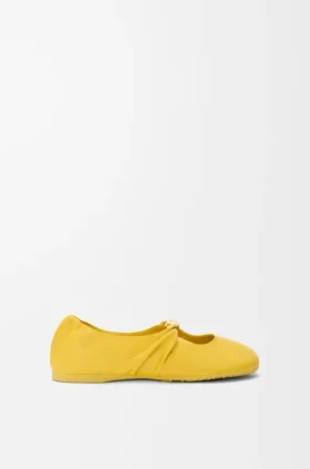 Zachte ballerina met ‘Pebble’-motief van nappa-lamsleer