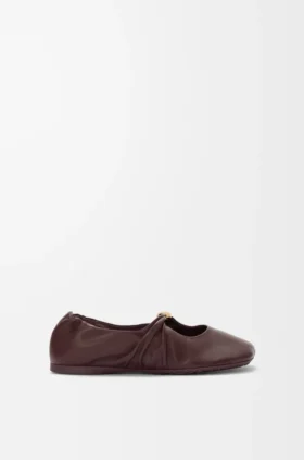 Zachte ballerina met ‘Pebble’-motief van nappa-lamsleer