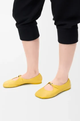 Zachte ballerina met ‘Pebble’-motief van nappa-lamsleer